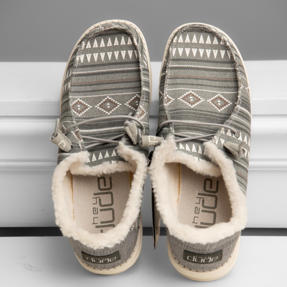 Hey Dude NEW Sz 8 Tribal Faux Fur Lined Slip On Shoes Aztec Athleisure Cozy Boho